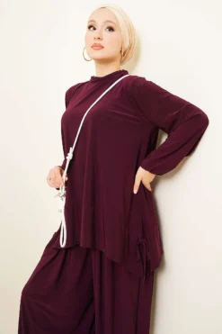 Alternative view of Sandy Two-Piece Set with Trousers Plum