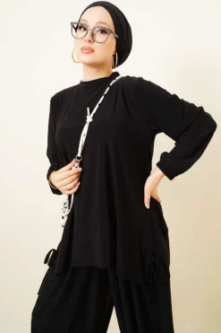 Alternative view of Sandy Two-Piece Set with Trousers Black
