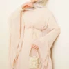 Ruffled Chiffon Dress with Belt Beige - immagine 2