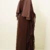 Ruffled Chiffon Dress with Belt Brown - Afbeelding 3