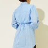 Textured Striped Shirt with Belt Blue - Imagen 3