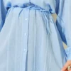 Textured Striped Shirt with Belt Blue - Imagen 4