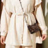 Belted Ruffled Shoulder Two-Piece Set Beige - immagine 4