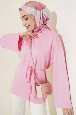 Spanish Sleeve Lace-Up Tunic Pink