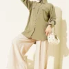 Double Pocket Stone-Embellished Tencel Shirt Khaki - Afbeelding 2
