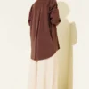 Double Pocket Stone-Embellished Tencel Shirt Brown - immagine 3
