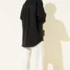 Double Pocket Stone-Embellished Tencel Shirt Black - Afbeelding 3
