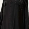 Double Pocket Stone-Embellished Tencel Shirt Black - Afbeelding 4