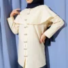 Double Button Shoulder Cape Shirt Beige – Bild 2