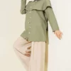 Double Button Shoulder Cape Shirt Khaki - Image 2