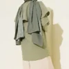 Double Button Shoulder Cape Shirt Khaki - Image 3