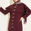 Double Button Shoulder Cape Shirt Plum