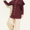 Double Button Shoulder Cape Shirt Plum - Image 2