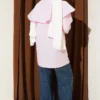 Double Button Shoulder Cape Shirt Pink - Image 3
