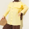 Double Button Shoulder Cape Shirt Yellow