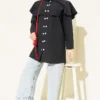 Double Button Shoulder Cape Shirt Black – Image 2