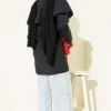 Double Button Shoulder Cape Shirt Black – Image 3