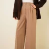 Double Pleated Wide Leg Trousers Mink