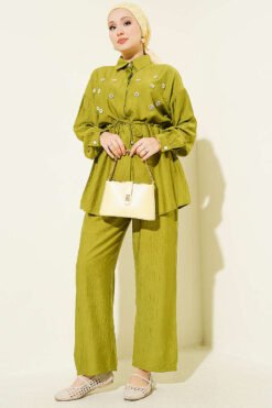 Pearl Flower Hidden Button Two-Piece Set