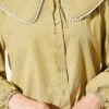 Navy Collar Short Shirt with Pearl Details – Bild 4