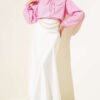 Navy Collar Short Shirt with Pearl Details Pink - Imagen 2