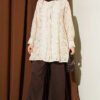 Pearl Button Lace Embroidered Shirt Beige – Bild 2