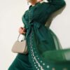Pearl Embellished Abaya Green