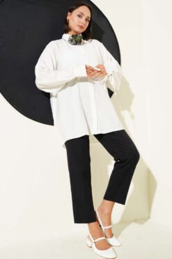 Vista alternativa de Oversized Shirt with String Ties White