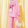 Belted Drawstring Neck Two-Piece Set Pink wholesale clothing set view 3 - Hicabistan Turkey factory