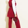 Ruffled Lace Vest Two-Piece Set Burgundy - immagine 3