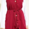 Ruffled Lace Vest Two-Piece Set Burgundy - immagine 4