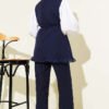 Ruffled Lace Vest Two-Piece Set Navy Blue - immagine 3