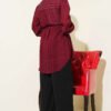 Textured Striped Shirt with Belt Burgundy – Bild 3