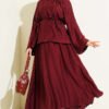 Loose-Fit Skirted Two-Piece Set Burgundy