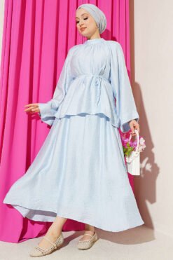 Loose-Fit Skirted Two-Piece Set Blue