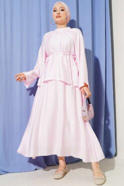 Loose-Fit Skirted Two-Piece Set Pink