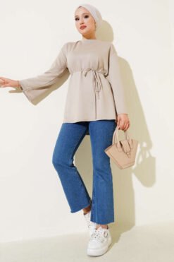 Alternative Ansicht von Spanish Sleeve Lace-Up Tunic Beige