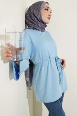 Spanish Sleeve Lace-Up Tunic Blue