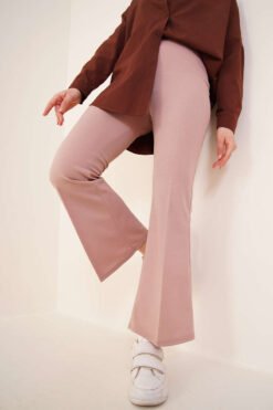 Flared Plain Trousers Mink