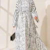 Striped Patterned Shawl Detailed Kimono Navy Blue - Afbeelding 2