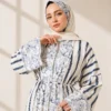 Striped Patterned Shawl Detailed Kimono Black - Afbeelding 3