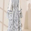 Striped Patterned Shawl Detailed Kimono Black - Afbeelding 4