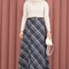 Striped Check Scuba Skirt Navy Blue - الصورة 3
