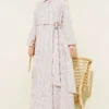 Striped Buckled Side-Tied Dress Brown - Image 2
