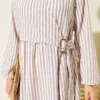 Striped Buckled Side-Tied Dress Brown - Image 4