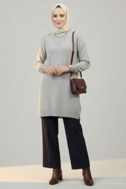 Vue alternative de Textured Soft Knit Tunic Grey