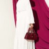 Embroidered Belted Chiffon Dress Ecru - Image 3
