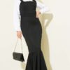 Thick Strap Patterned Dress Black