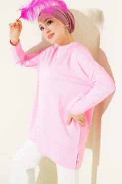 Heart Detail Basic Tunic Pink