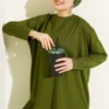 Heart Detail Basic Tunic Green